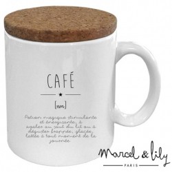 Mug avec couvercle en liège - "Définition café"