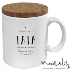 Mug avec couvercle en liège - "Surprise Tata"