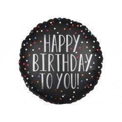 Ballon aluminium Happy Birthday to you noir