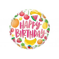Ballon aluminium - Happy birthday fruits