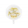 Ballon aluminium imprimé Happy birthday to you blanc
