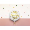 Ballon aluminium imprimé Happy birthday to you blanc
