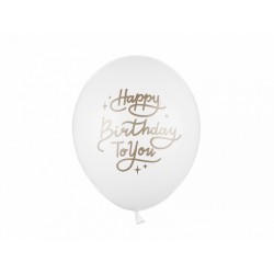 Ballon imprimé Happy birthday to you blanc