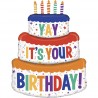 Ballon aluminium - Birthday cake multicolore