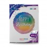 Ballon aluminium - Happy Birthday holographique multicolore