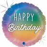 Ballon aluminium - Happy Birthday holographique multicolore