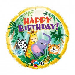 Ballon aluminium Happy Birthday - Jungle friends