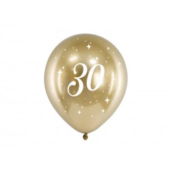 6 ballons latex "30" - Or