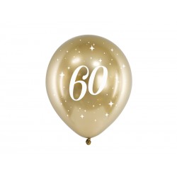 6 ballons latex "60" - Or