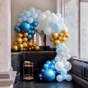 Kit arche à ballons de luxe - Dégradé bleu et chrome (200 ballons)
