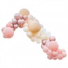 Kit arche à ballons de luxe - Dégradé pêche, crème, rose et chrome (200 ballons)