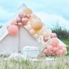 Kit arche à ballons de luxe - Dégradé pêche, crème, rose et chrome (200 ballons)