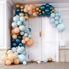 Kit arche à ballons de luxe - Dégradé  pêche, bleu canard et or et chrome (200 ballons)
