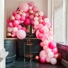Kit arche à ballons de luxe - Dégradé de rose et chrome (200 ballons)