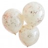 3 ballons double couche et confettis - Crème et or rose