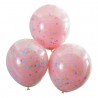 3 ballons double couche et confettis - Rose et pastel