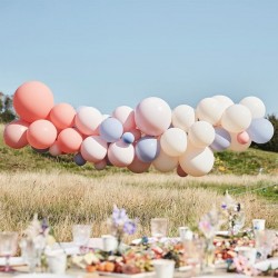 Kit arche à ballons - Pastel crème, lavande, rose et corail