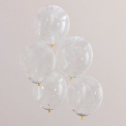 5 ballons transparent - Confettis perles pastel