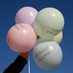 5 ballons Happy Birthday - Pastel