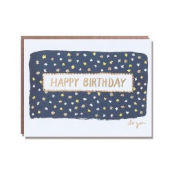 Carte anniversaire - Happy Birthday bleu étoile