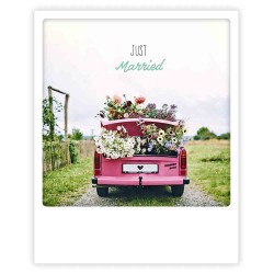 Carte pola - Just married voiture rose
