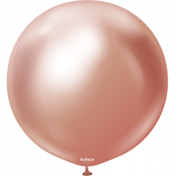 Ballon latex chrome - Or Rose 45 cm