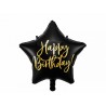 Ballon aluminium étoile Happy Birthday - Noir