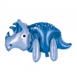 Ballon aluminium à poser - Triceratops bleu