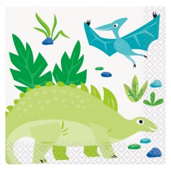 16 serviettes - Dinosaures bleu et vert