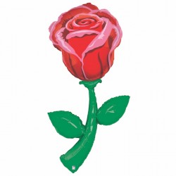 Ballon aluminium fleur - Rose rouge