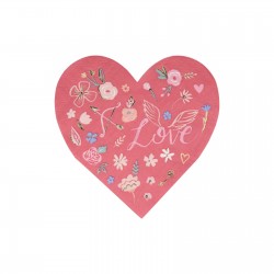 16 petites serviettes Saint-valentin - Coeur tatoués