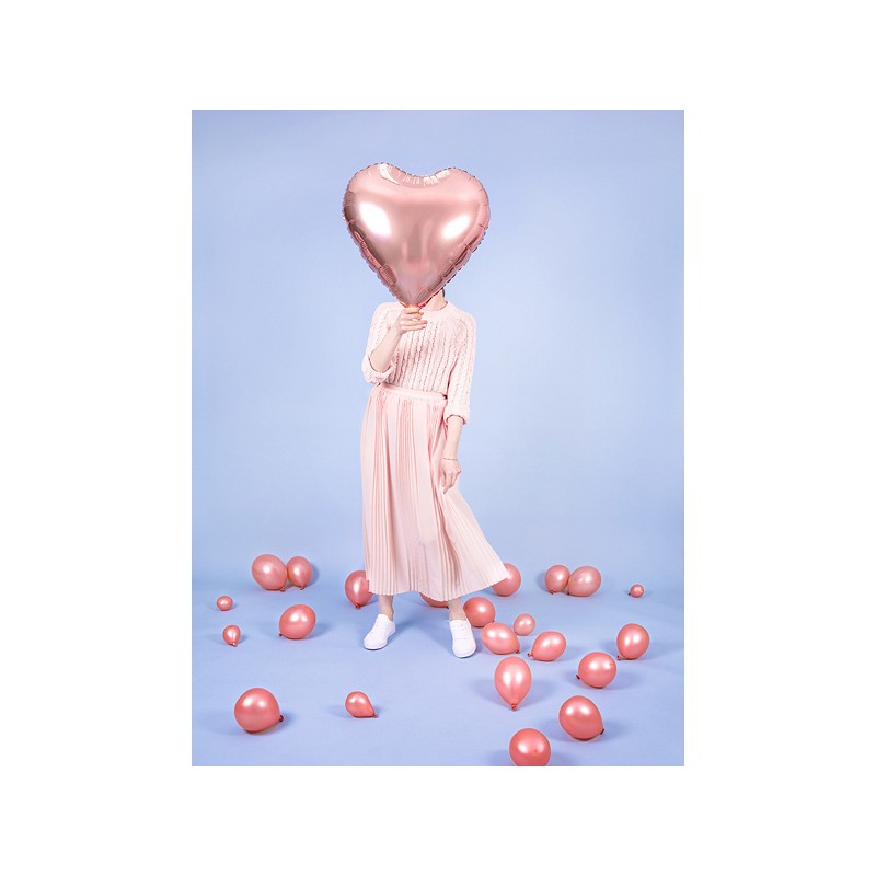 Ballon aluminium cœur rose gold métallisé 45 cm : Deguise-toi