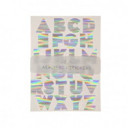 Alphabet Stickers - holographique Argent 