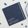 16 serviettes Happy Birthday bleu marine