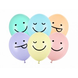 6 Ballons - Mélange Smiley colorés