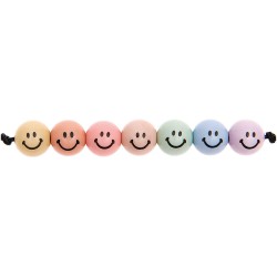 21 Perles rondes - Smiley pastel