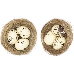 2 nids naturels avec oeufs - Crème (6,5 cm)