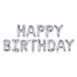 Ballon aluminium Happy birthday - Argent 
