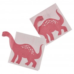 16 serviettes Dinosaure - Rose