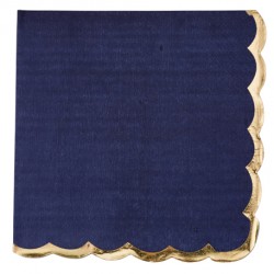 16 serviettes bleu marine lisère or 