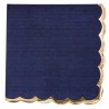 16 serviettes bleu marine lisère or 