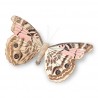 Papillon en bois sur pince - Taupe et rose