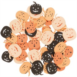 Confettis bois - Citrouille orange et noir