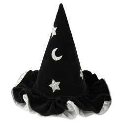 Chapeau de sorcière noir étoilé