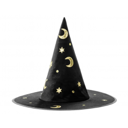 Chapeau de sorcière - Noir et doré 