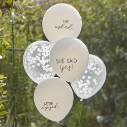 5 ballons confettis - She said Yes