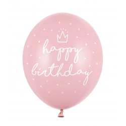 6 Ballons Latex - Happy birthday Rose