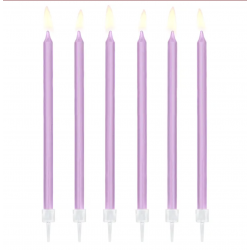12 bougies d'anniversaire unies - Lilas clair