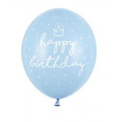 6 Ballons Latex - Happy birthday Bleu
