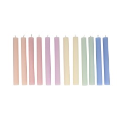 12 Bougies Chandelles - 6 coloris Pastel
